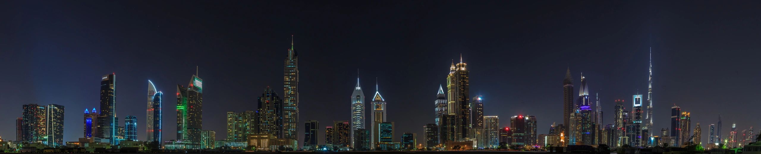Dubai skyline at night representing global trade and logistics